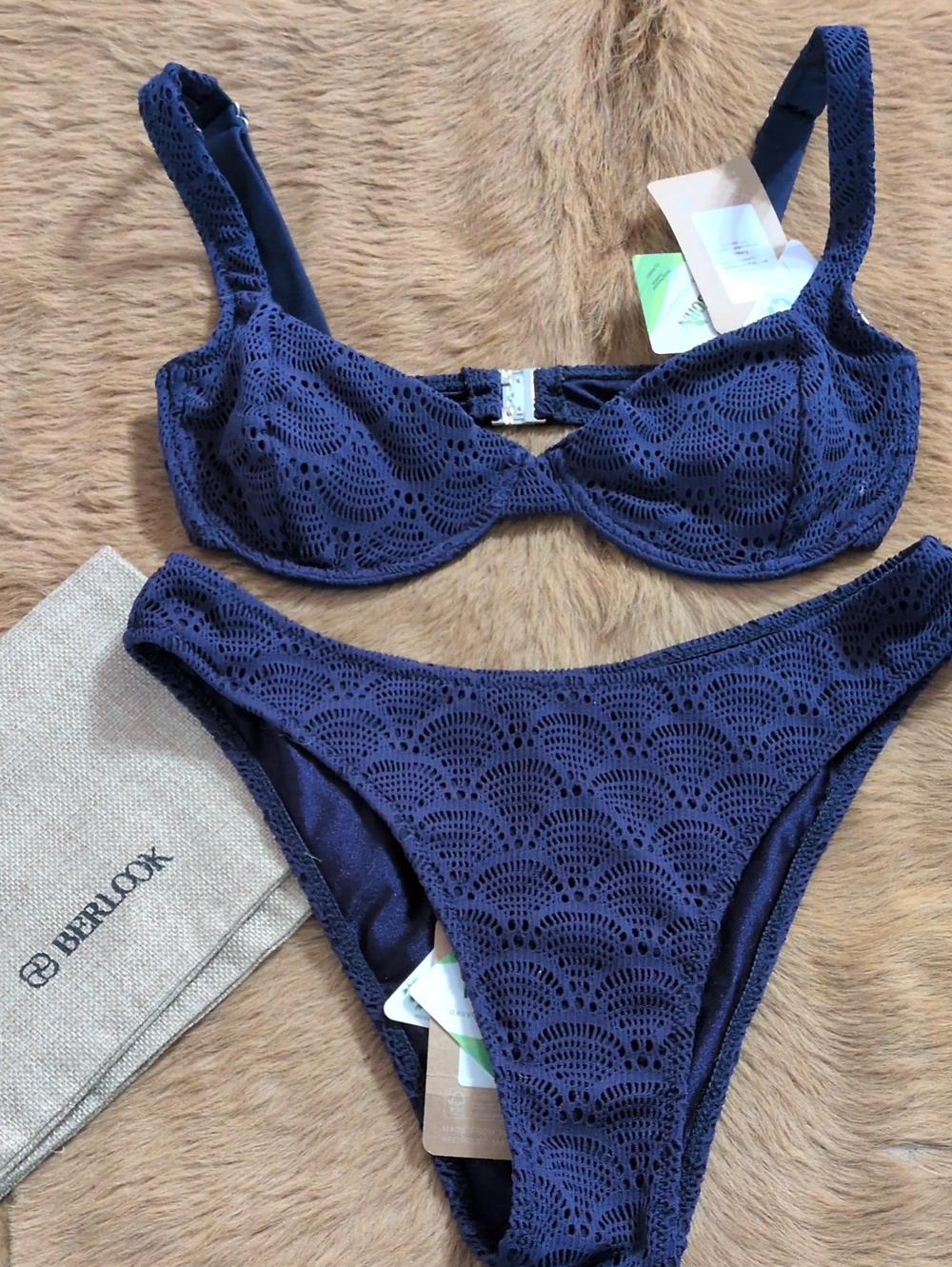 Berlook Navy Crochet Underwire Bikini Set - Women Swim